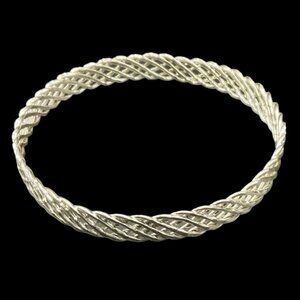 Silver Tone Woven Bangle Bracelet